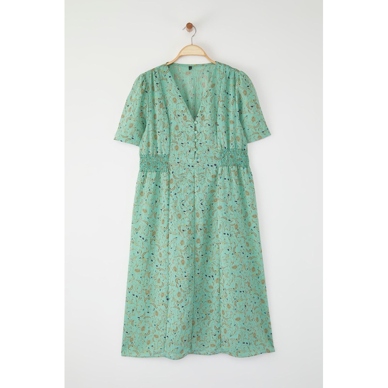 Curve Women's Flowering Midi Short Casual/daily Fitted Plus Size Dress