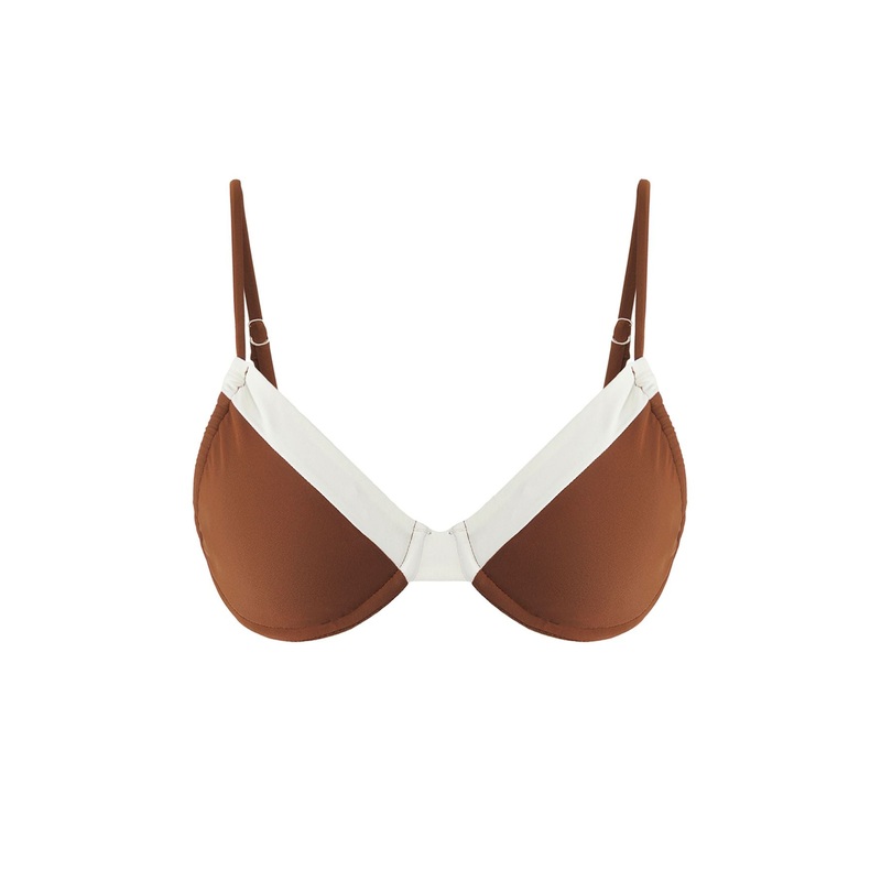 Women's Brown Straight Disposal Container Bikini Top