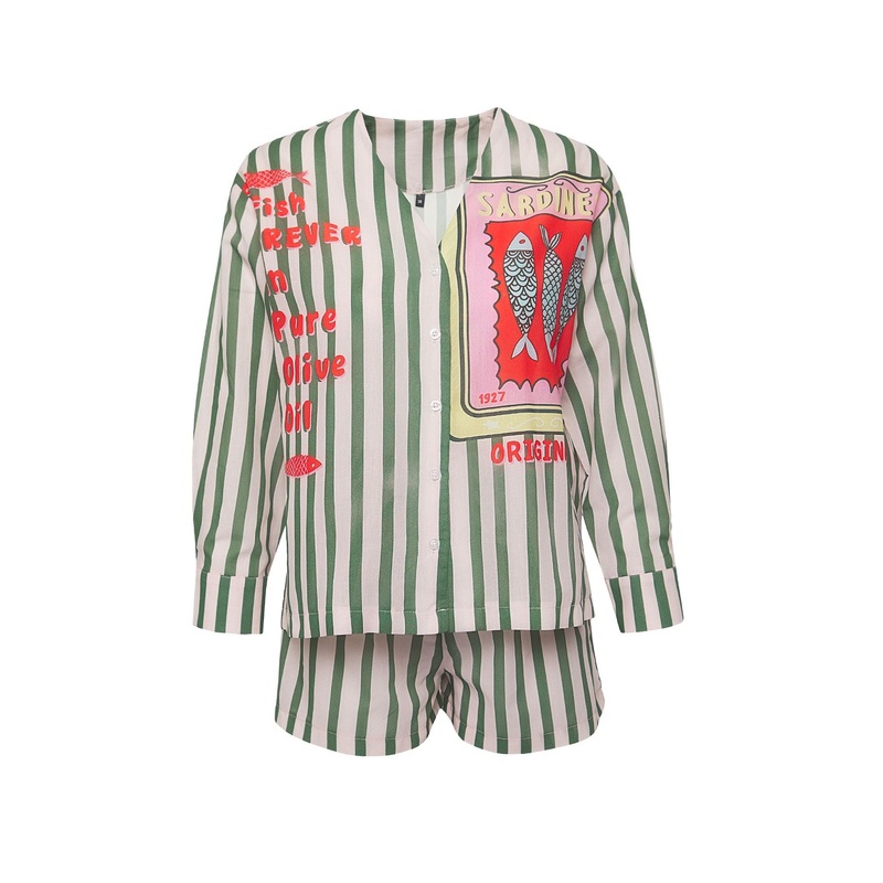 Women's Very Colorful Striped Short Beachwear Fitted Two Piece Sets