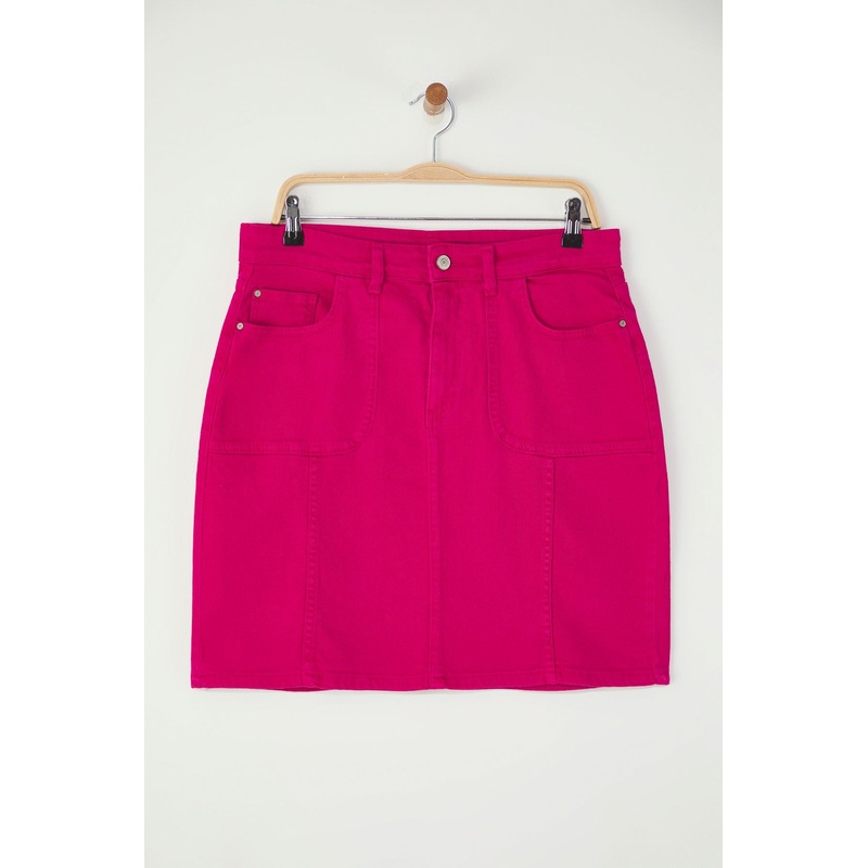 Curve Women's Pink Straight Mini A-Line Plus Size Skirt