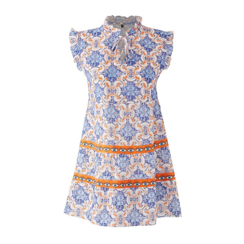 Women's Very Colorful Geometric Mini Short Beachwear A-Line / Flared Dress