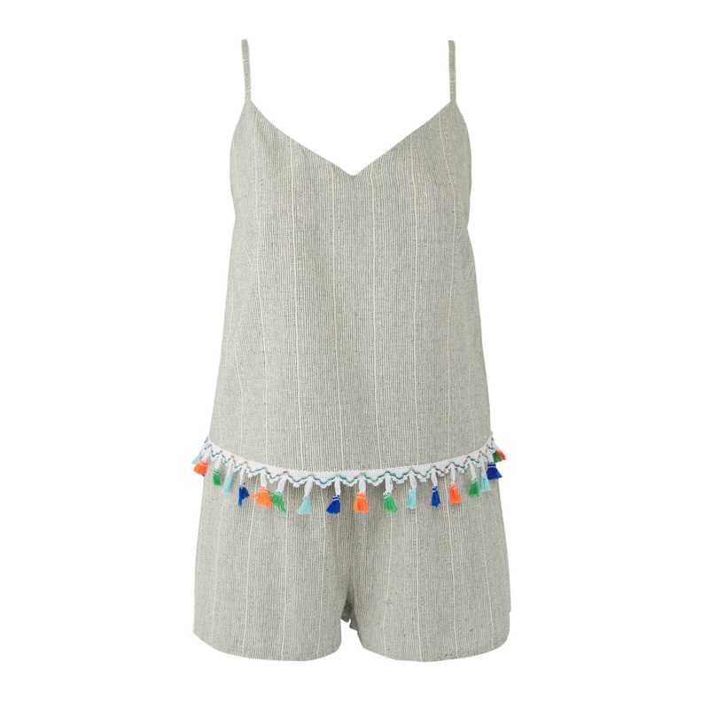 Women's Very Colorful Striped Hanging Beachwear Fitted Two Piece Sets