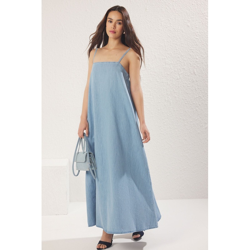 Women's Blue Straight Maxi Hanging Casual/daily Oversized Dress