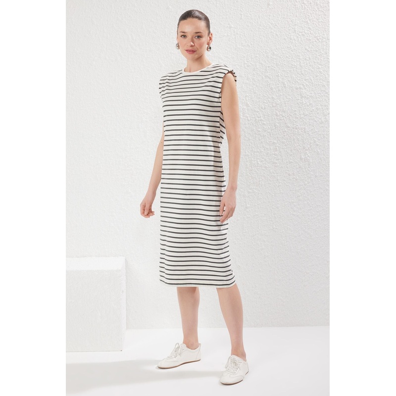 Women's Striped Midi Short Casual/daily Regular Dress