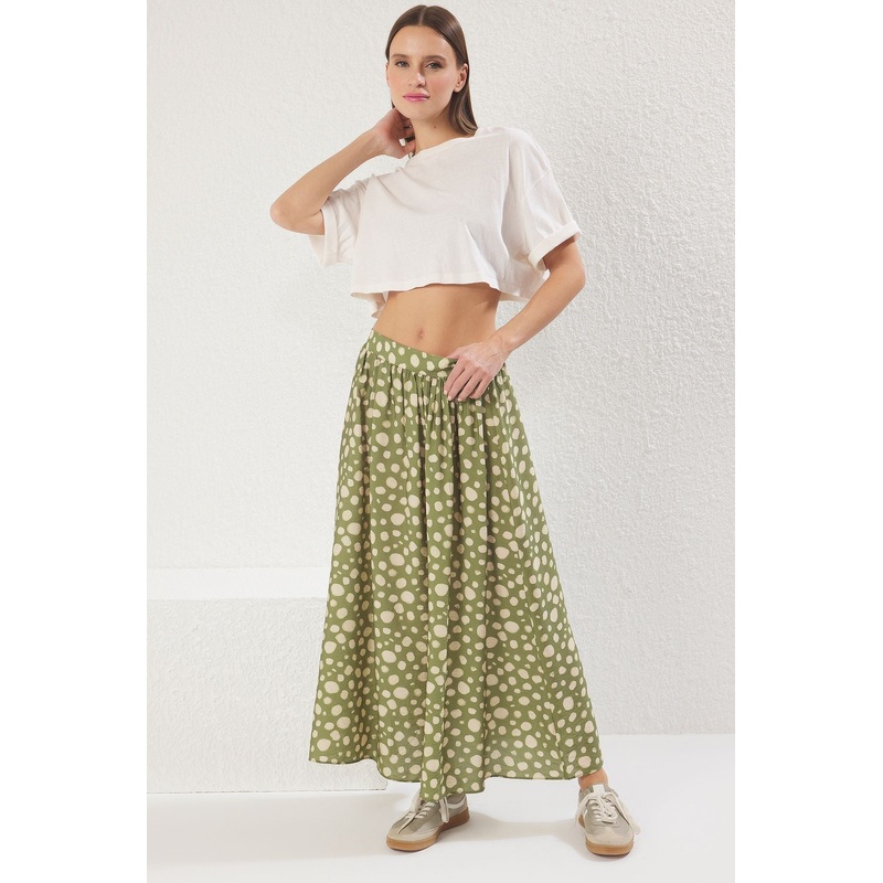 Women's Spotted Maxi A-Line Skirt
