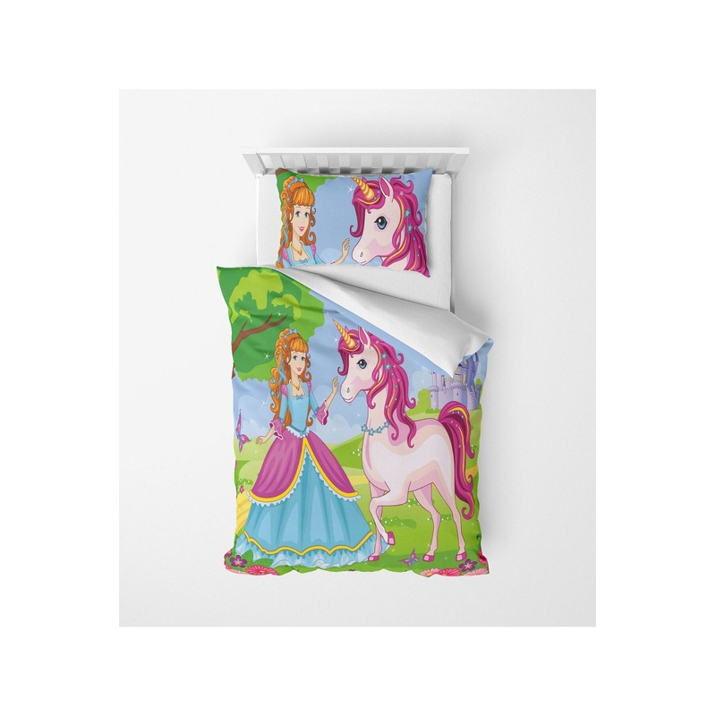 3D Digital Print Micro Satin Single Duvet Cover Set Unicorn | Bedding Set, Bedroom Decor