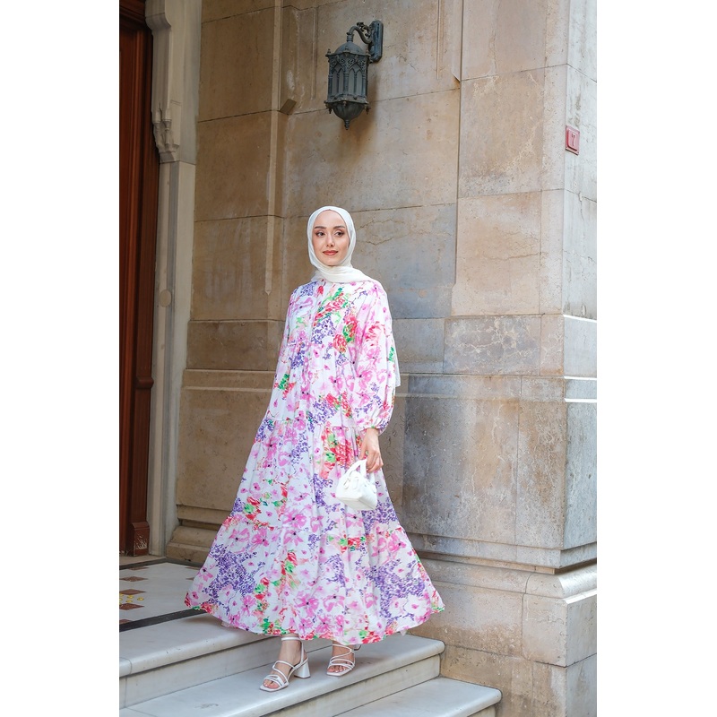 Fuchsia Dress With Geometric Patterns