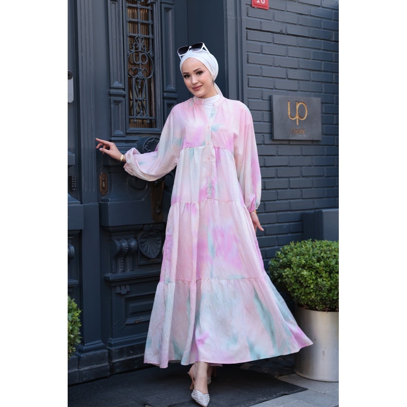 Pink Dress With Cloud Pattern