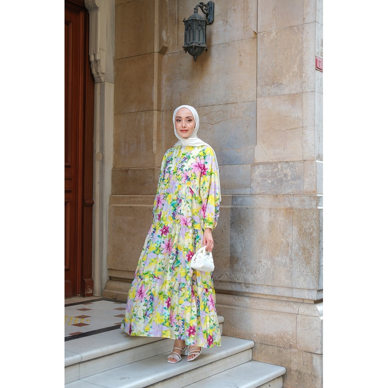 Yellow Dress With Floral Patterns