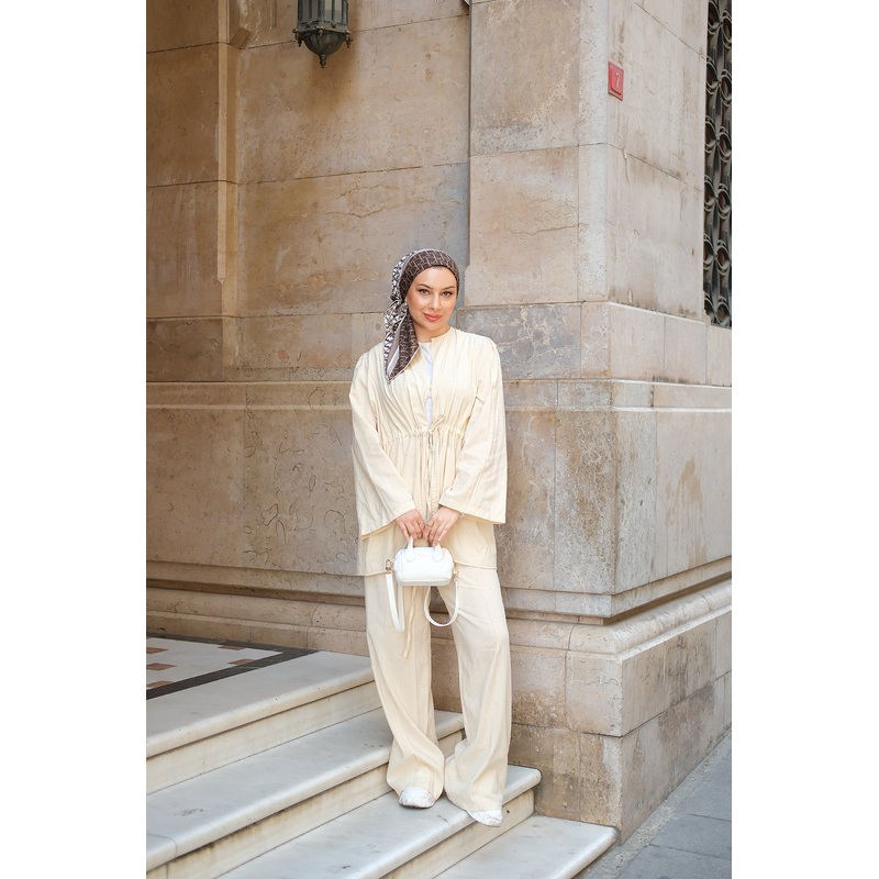 Beige Two-Piece Set With Stone Details