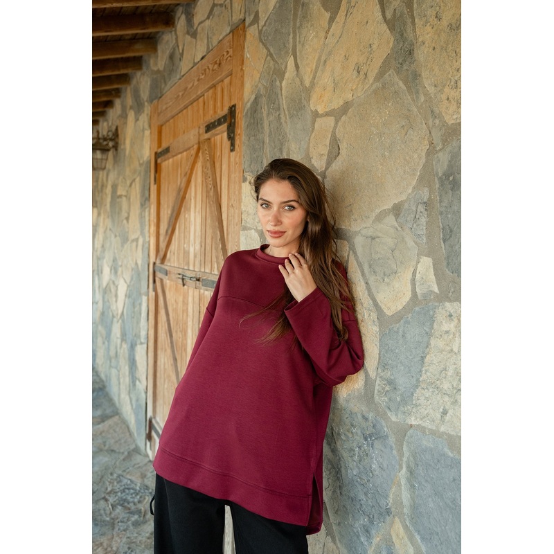 Oval Cut Tunic  Burgundy