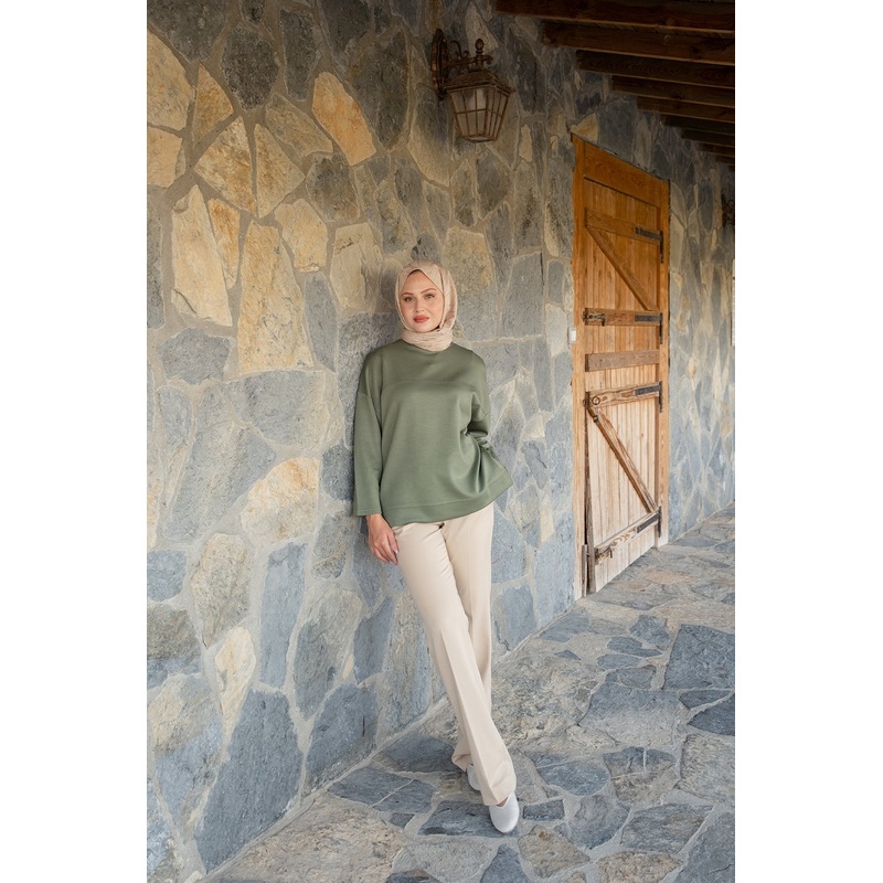 Oval Cut Tunic  Green