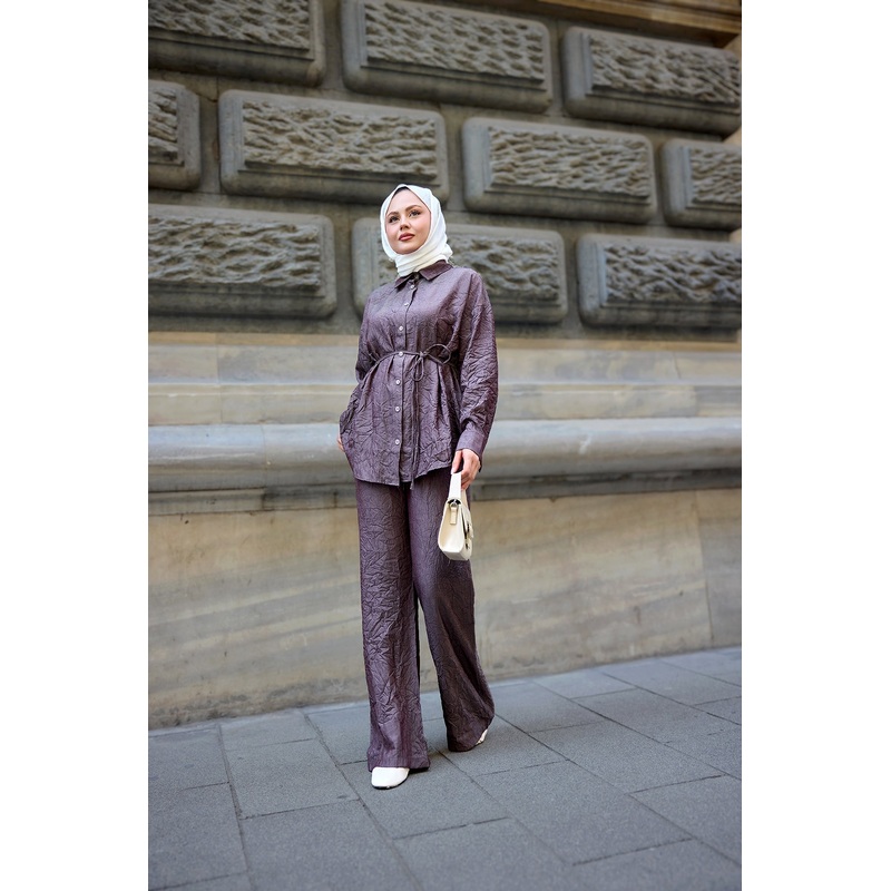 Wrinkled Fabric Suit Burgundy