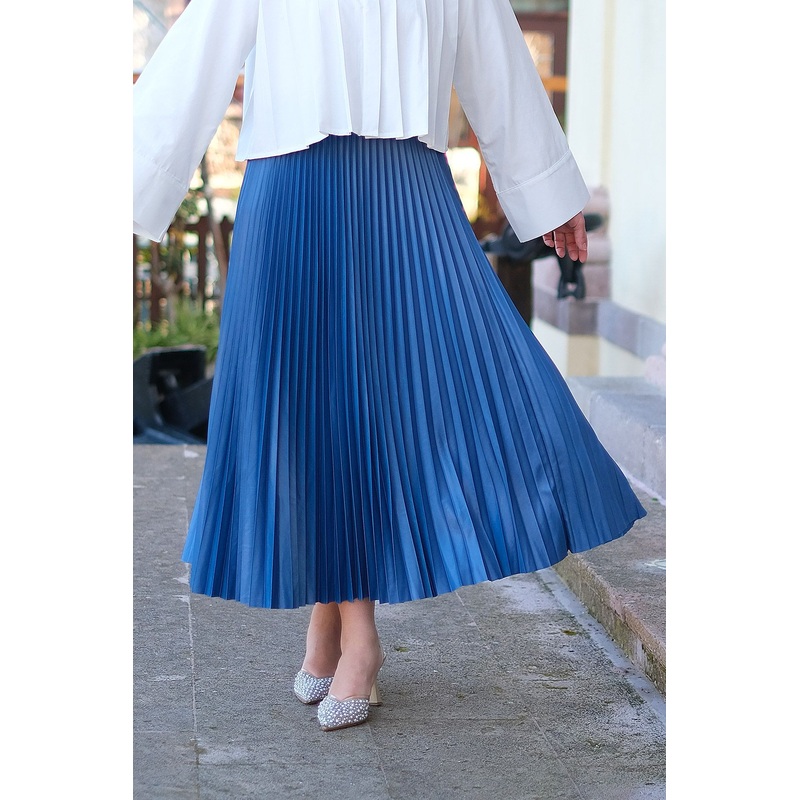 Elisa Pleated Skirt Blue