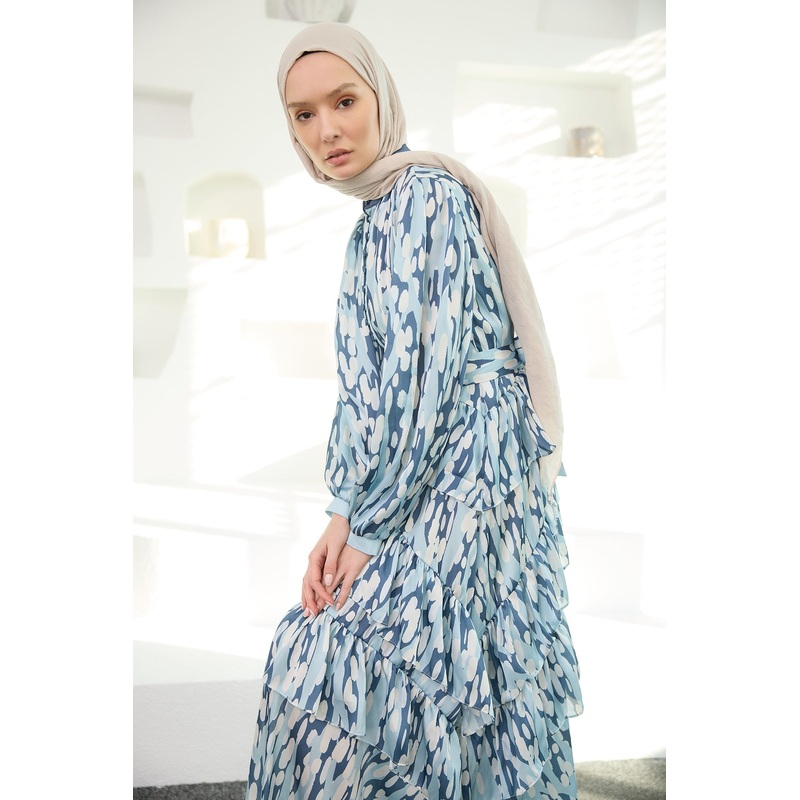 Mirami Patterned Jacquard Dress Blue