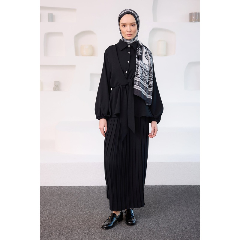 Shirt Tie Detail Set Black