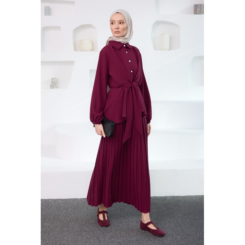 Shirt Tie Detail Set Mulberry