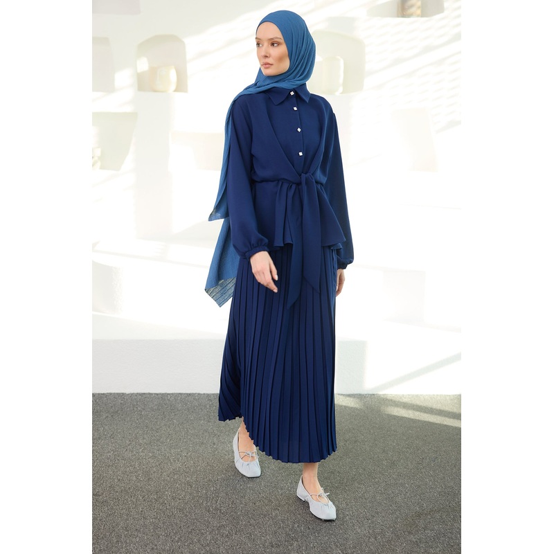 Shirt Tie Detail Set Navy Blue