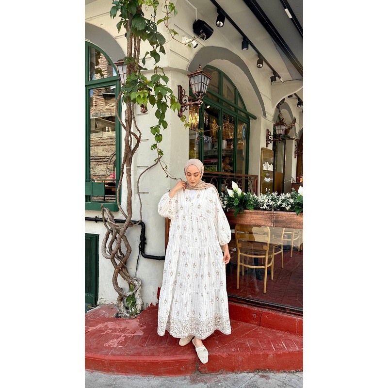 Bouquet Patterned Dress White