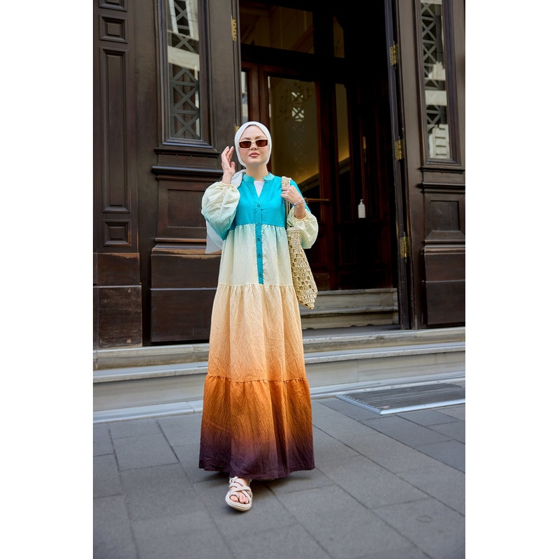 Colorful Tie-Dye Dress Blue