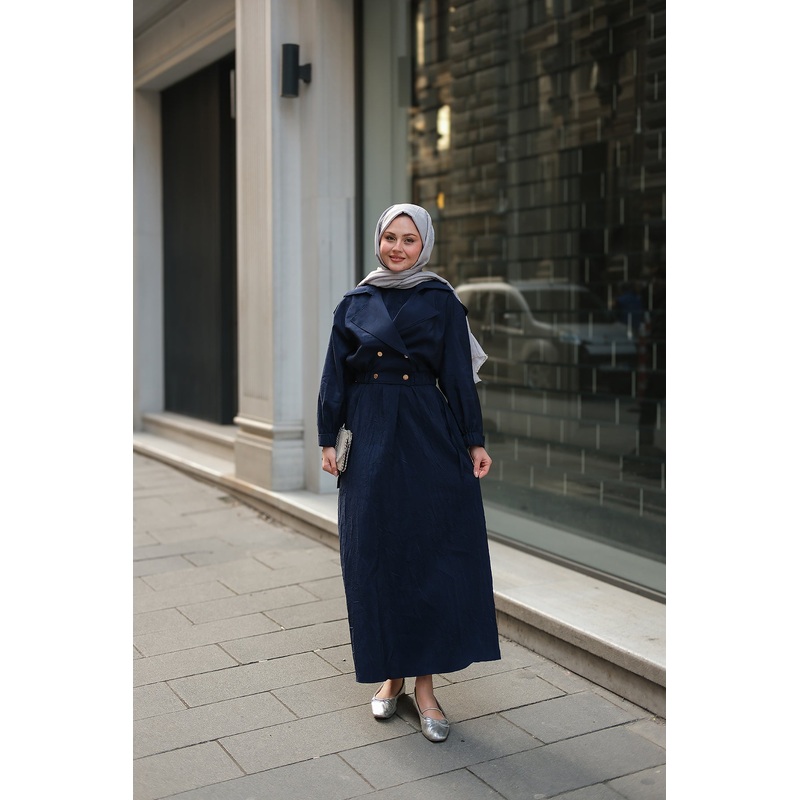 Navy Blue Sleeveless Dress With Bolero Detail