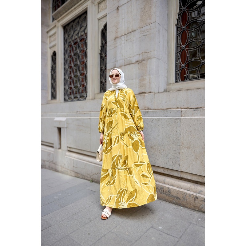 Sand Trace Patterned Dress Yellow