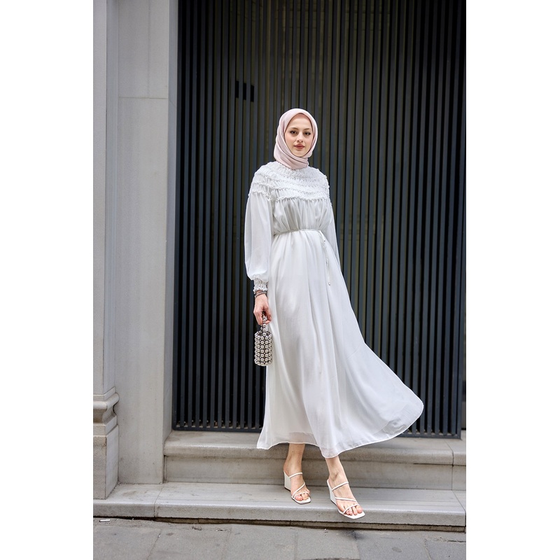 Strapless Chiffon Dress White