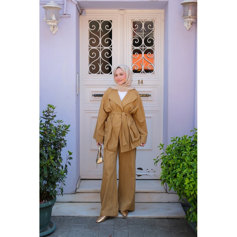 Wide Collar Suit - Oil Green