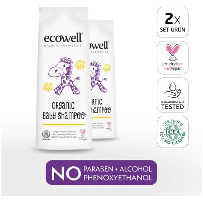 Ecowell Baby Hair & Body Shampoo, 2 X 300Ml