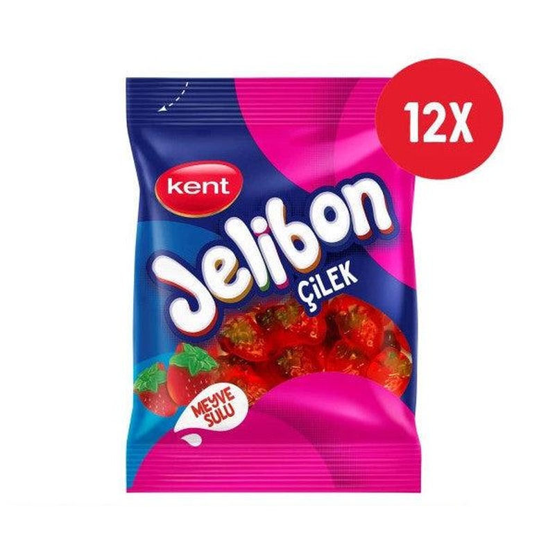 Jelly Beans Strawberry Flavored Soft Candy 80 Gr - 12 Pieces