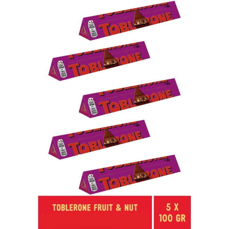 Toblerone Fruit & Nut Chocolate Tablets With Fruits And Hazelnuts 100 Gr - 6 Pieces