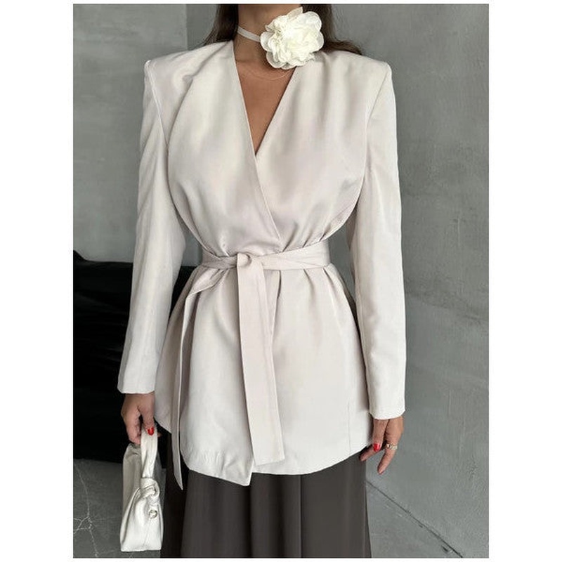 Stone Elegant Belted Jacket