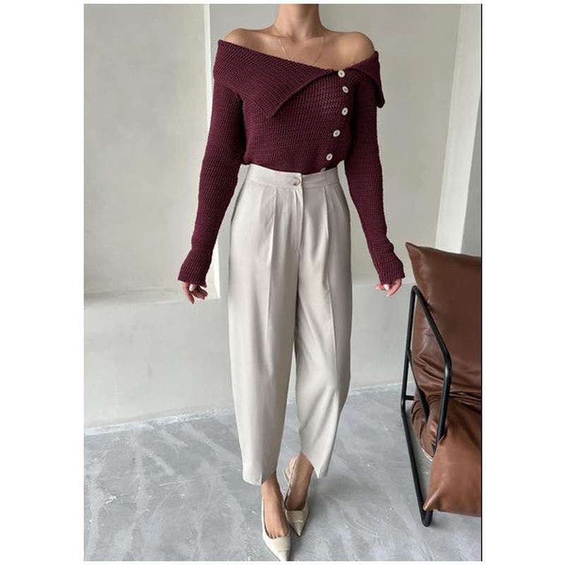 Stone Baggy Fabric Trousers