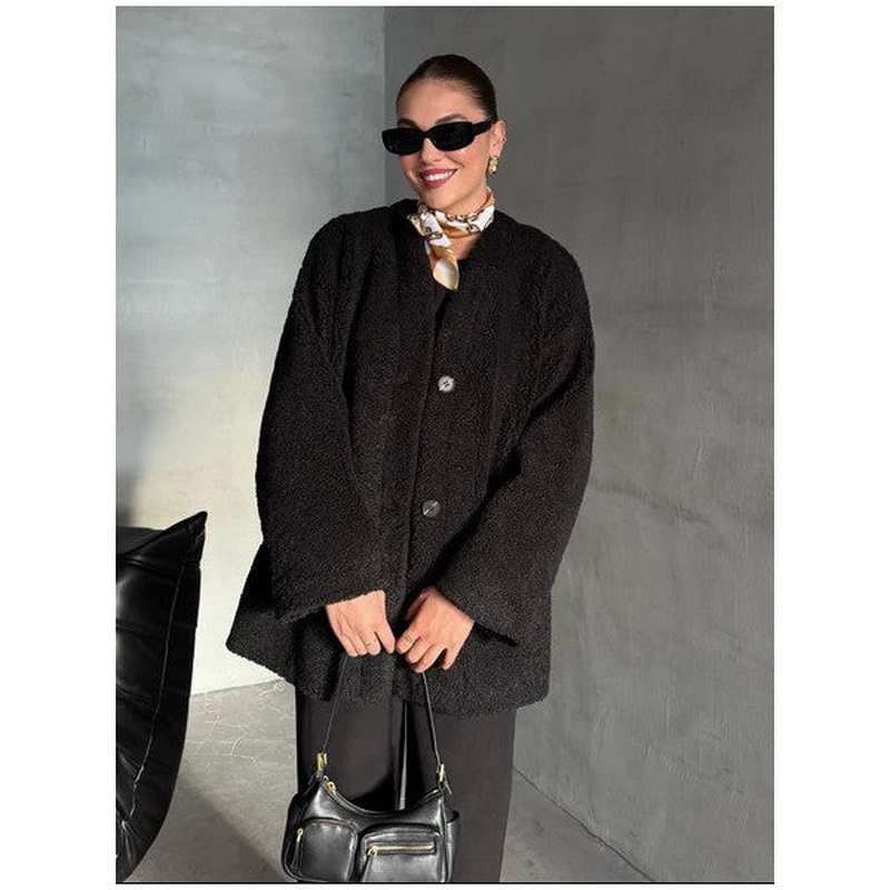 Black Lilyum Straight Cut Crepe Jacket