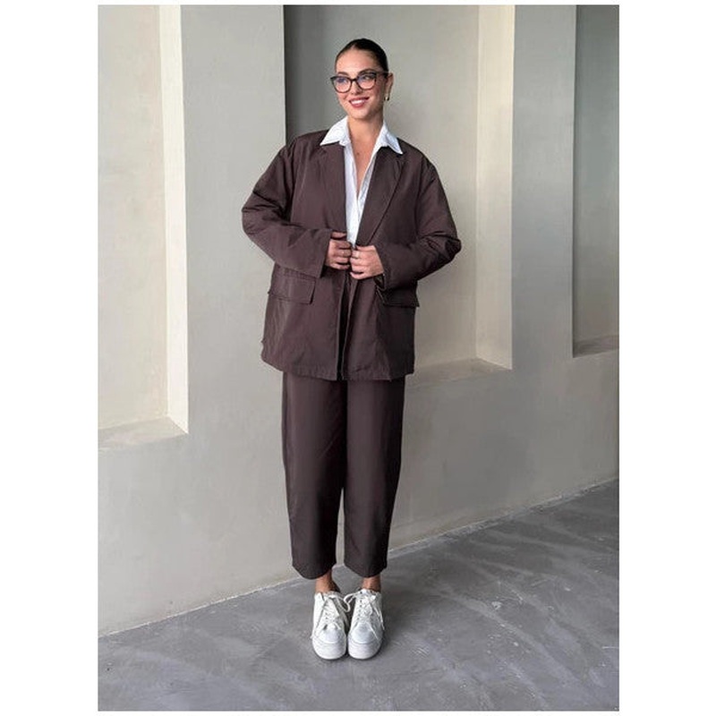 Brown Holly Pocket Blazer Jacket Trouser Suit