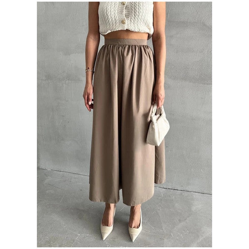 Khaki Lola Zippered Long Skirt