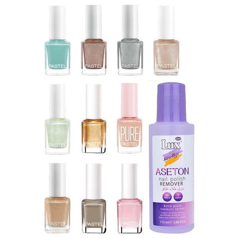 10Pcs Nail Polish (313-293-278-277-249-232-112-48-08-614) - Acetone 115