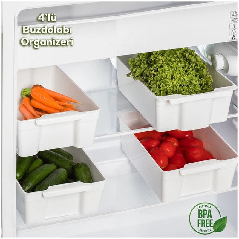 Porsima 229 Multi-Purpose Refrigerator Organizer Cabinet Organizer 4-Piece Refrigerator Basket White