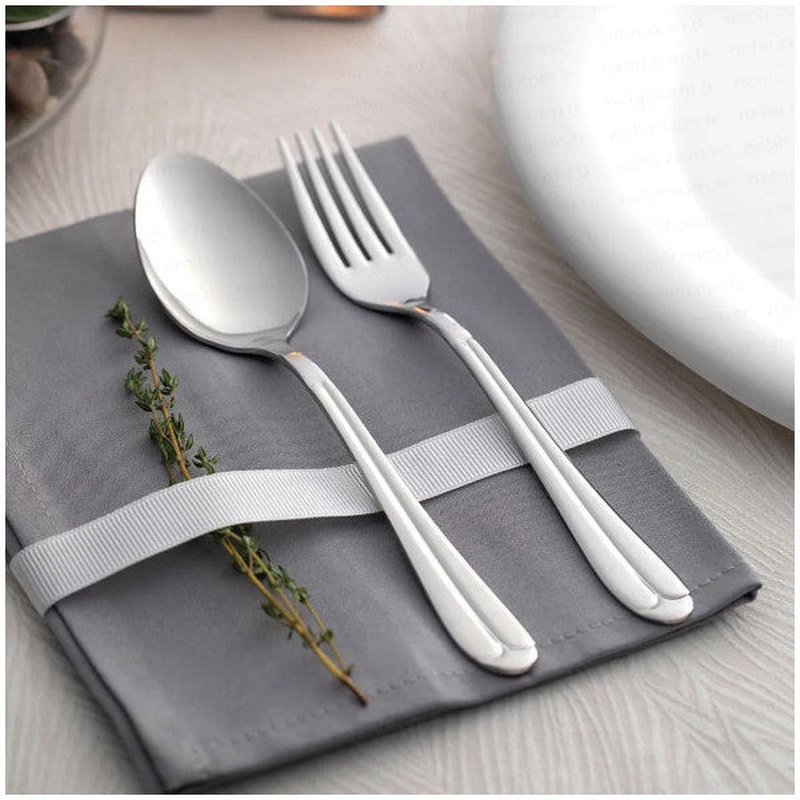 Nehir Saray Plain Stainless Steel Large Family Cutlery Set 72 Pieces For 12 People