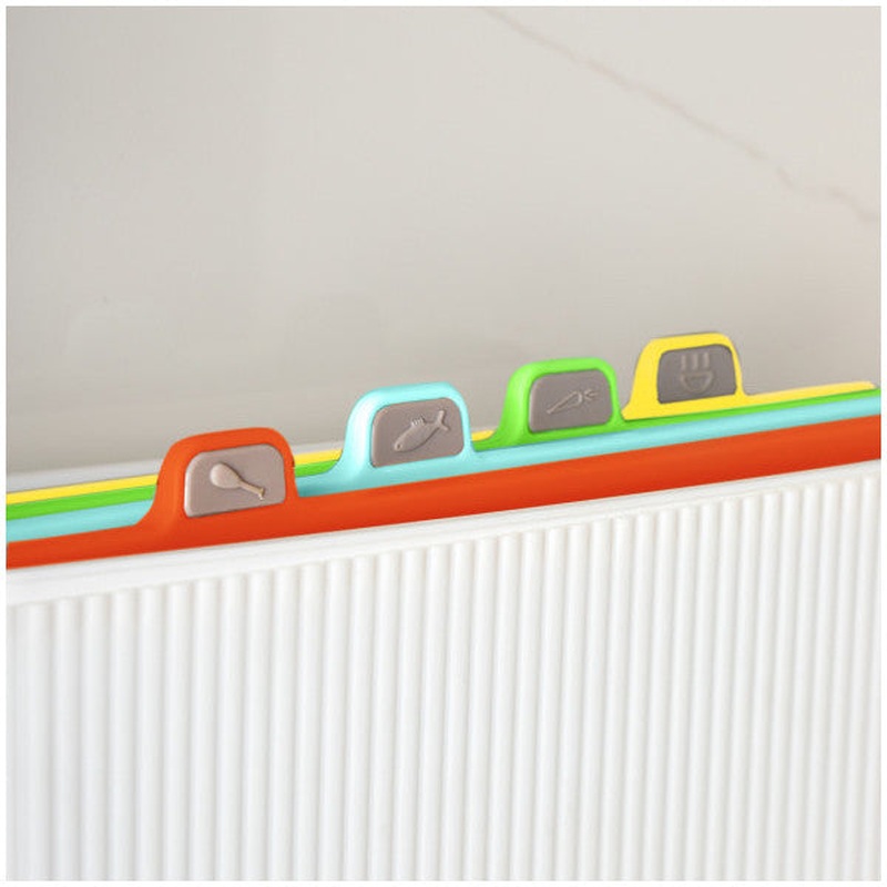 Porsima 1074-1 White-White Stand Multi Cutting Board Set-Red Meat Fish Vegetable White Meat-Vivid Color