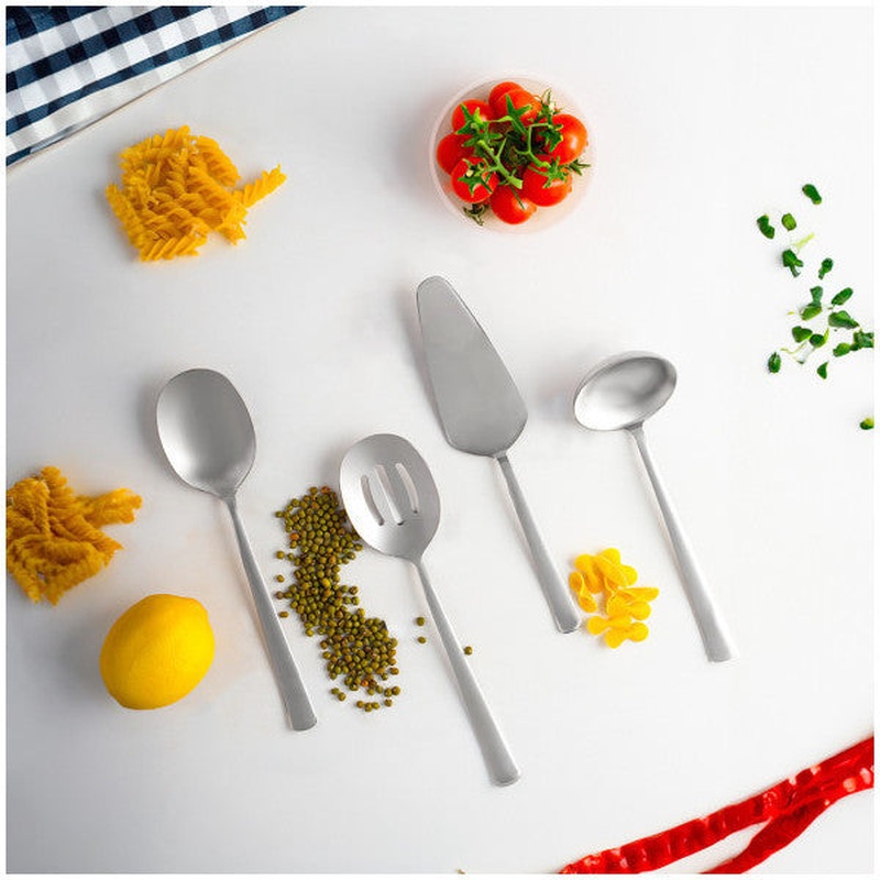 Porsima Sidney Stainless Steel Sauce Serving Set - Shovel Ladle Spoon Skimmer - 4 Pieces