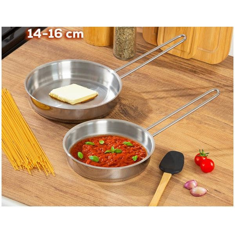 Porsima Stainless Steel Sauce Pan Set - Shallow Sauce Pan 14-16 Cm