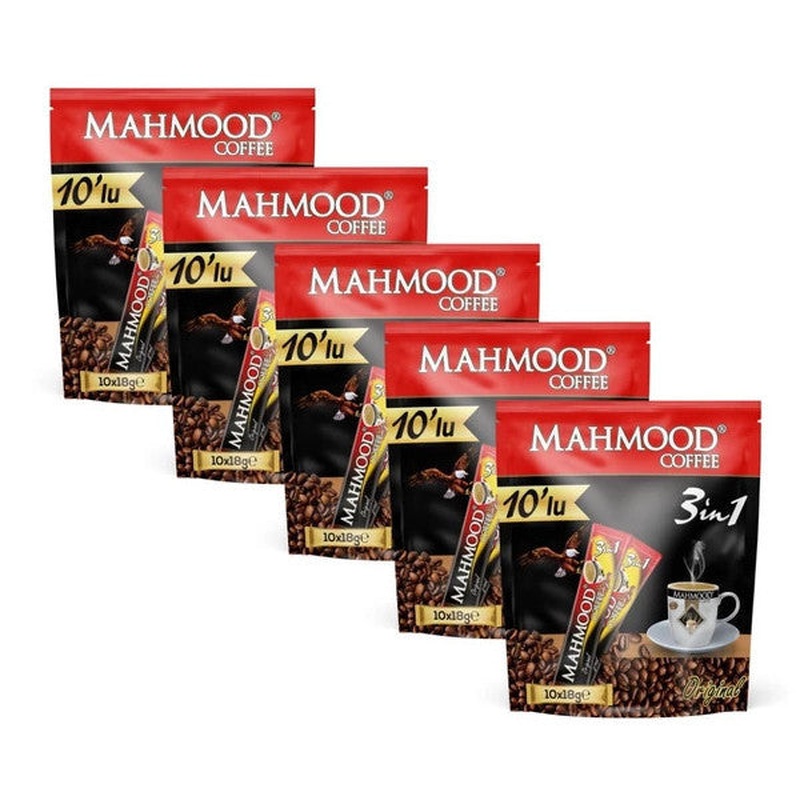 Mahmood Coffee 3 n 1 Coffee 18 Gr X 10 Pieces X 5 Pack