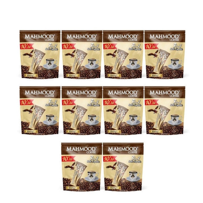 Mahmood Coffee 3 n 1 Milky Foam Coffee 18 Gr X 10 Pieces X 10 Pack