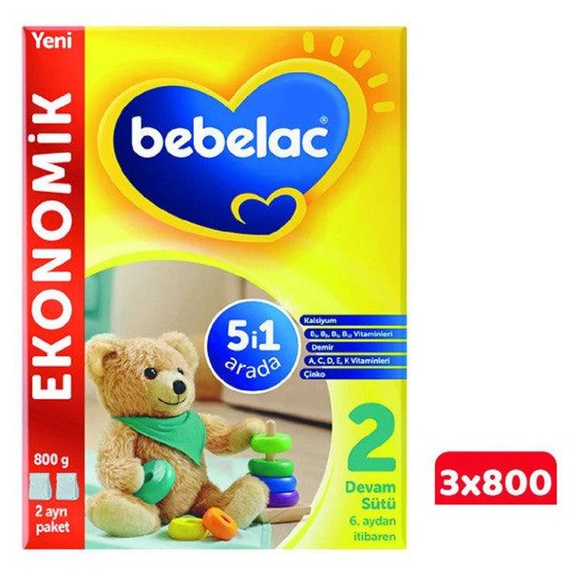 Bebelac 2 Baby Follow-On Milk 800 Gr 3-Pack