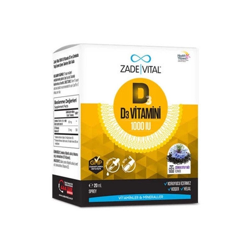 Zade Vital D3 Vitamin D3 1000Iu 20Ml Spray