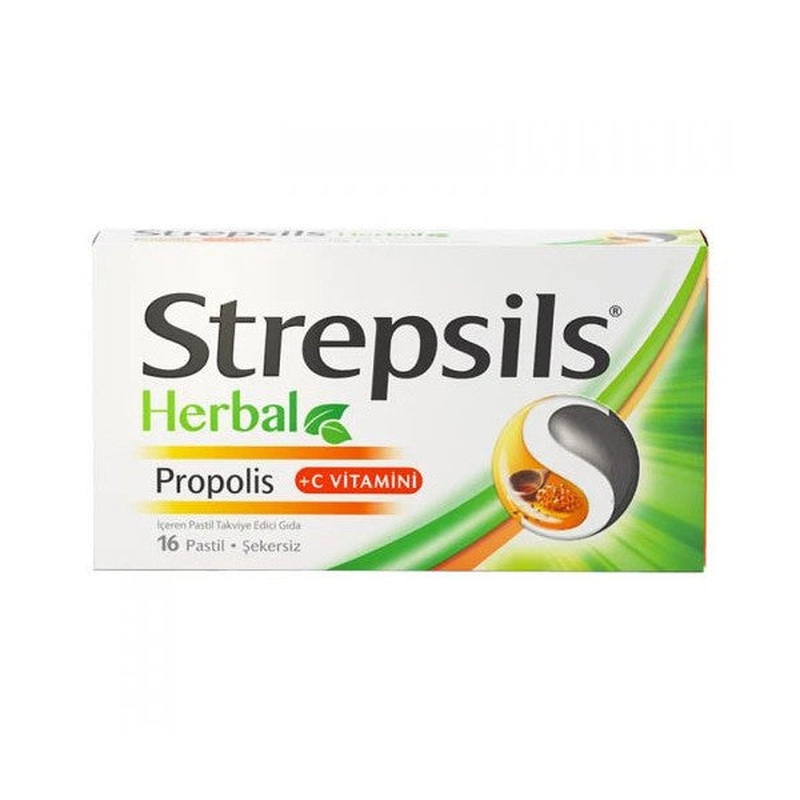 Strepsils Herbal Propolis + Vitamin C Containing Supplementary Food 16 Pastilles