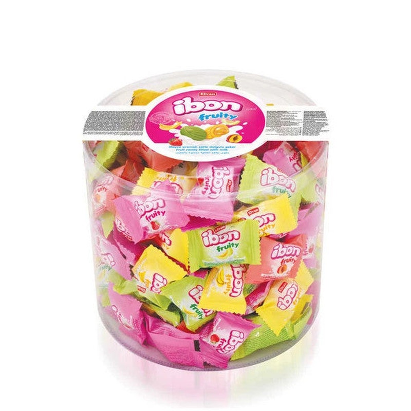 Ibon Milky Fruit Candy 1000 Gr. Cylinder (1 Box)