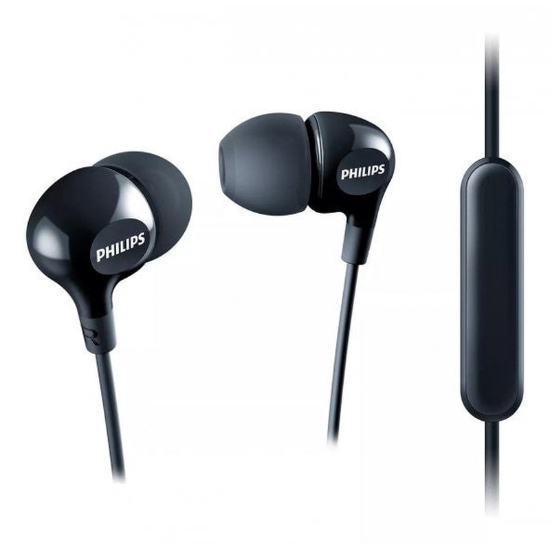 Philips She3555 Bk Earbud Headphones With Microphone Black