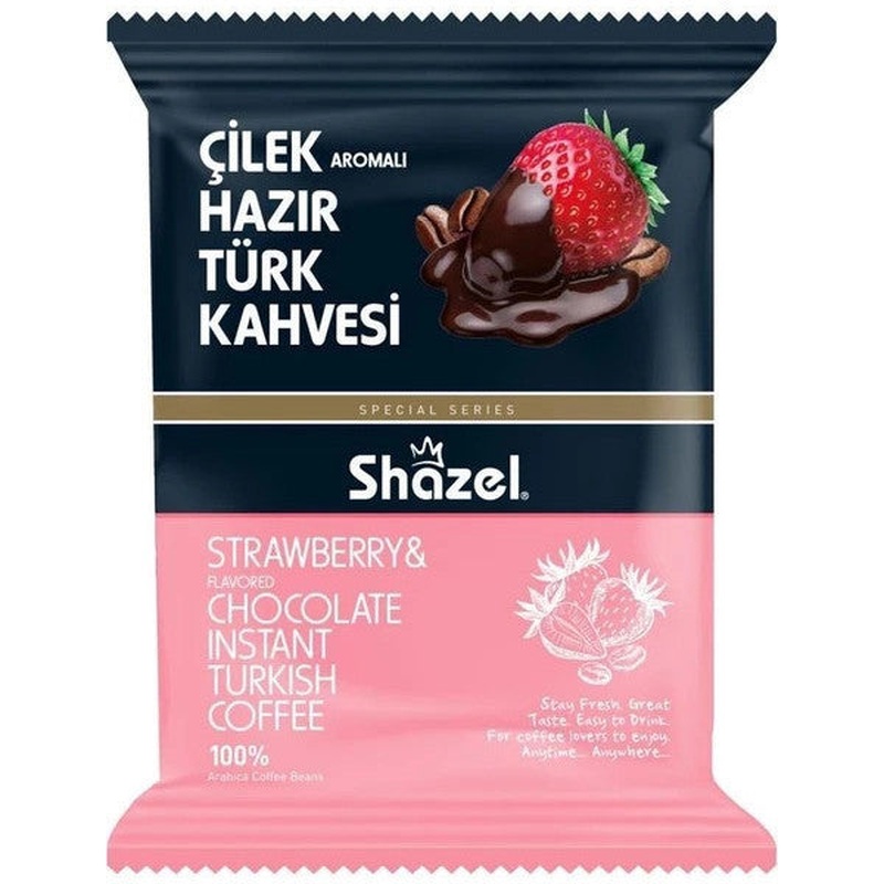 Shazel Special Strawberry Instant Turkish Coffee 100 Gr 16 Pieces